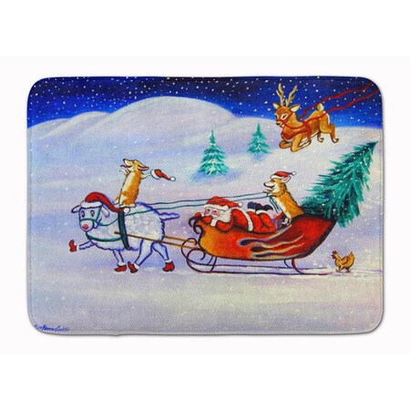 Carolines Treasures Corgi Highhacked Santa Claus Sleigh Machine Washable Memory Foam Mat 7442RUG